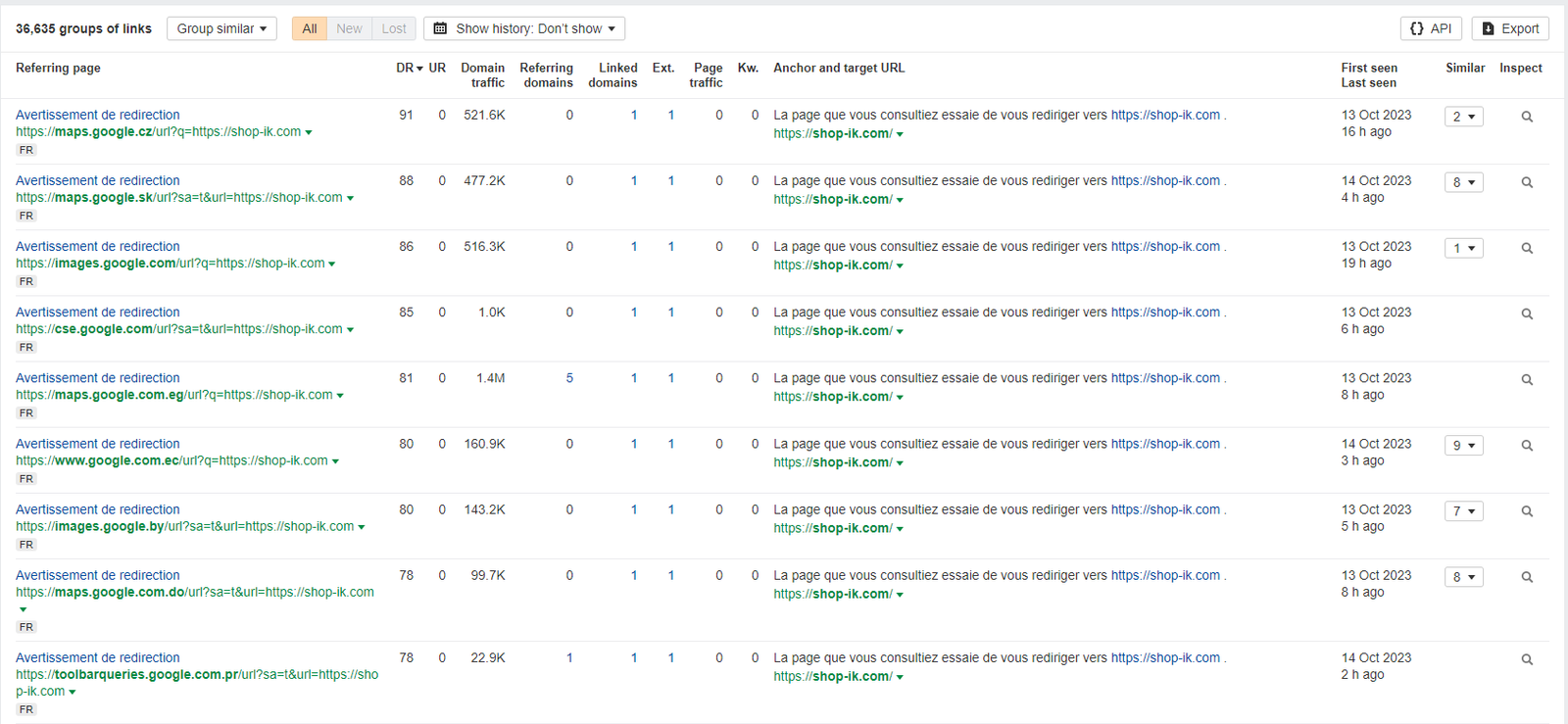 Redirects with high DA